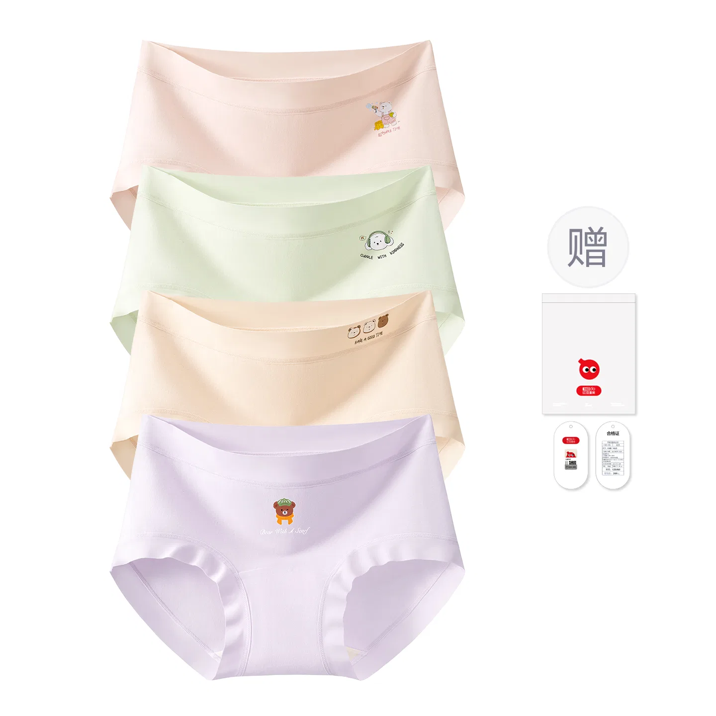 Детское нижнее белье для девочек хлопковое 4 шт Red bean, Light Coffee Light Green Purple Pink