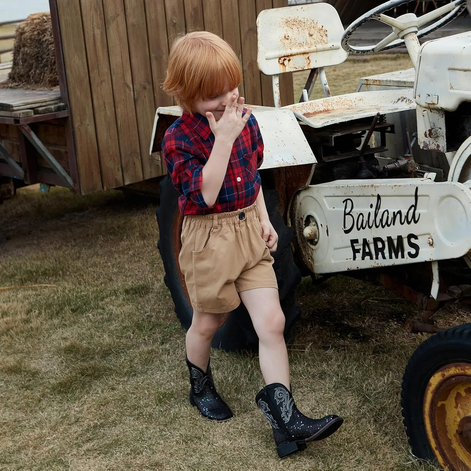 Детские сапоги для девочек с блестками Cowgirl Boots IUV KIDS, Black Glitter — фото 2