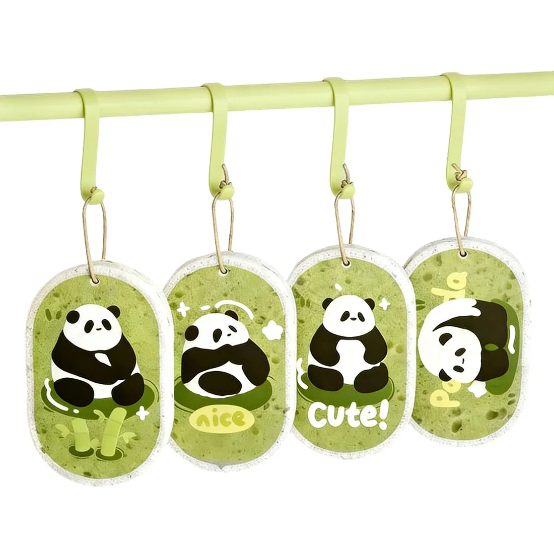 Банные губки для детей Quesuc, набор 4 шт, Panda, 12x8 см