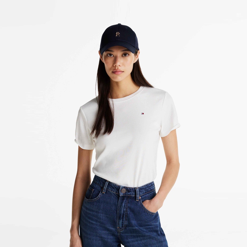 Футболка из хлопка с вышитым логотипом Tommy Hilfiger, белый — фото 4