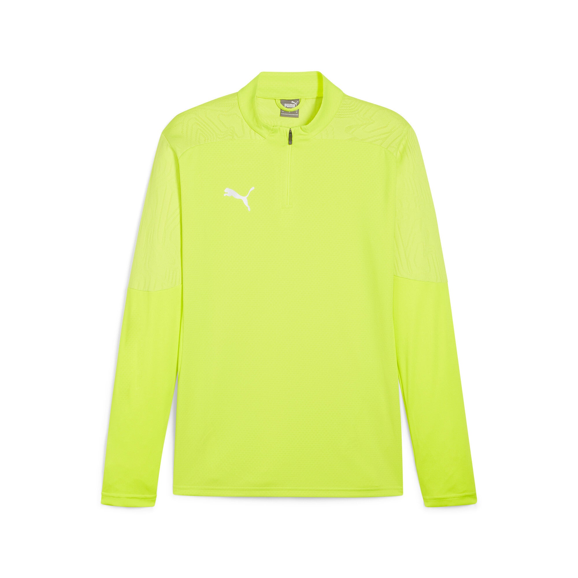 

Футбольная тренировочная куртка PUMA Men's teamFINAL Quarter-Zip, цвет electric lime/silver