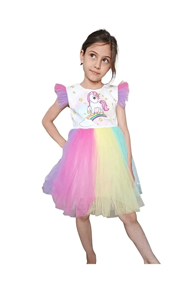 Детское платье для девочек с принтом Party Hn Sport, White/Pink
