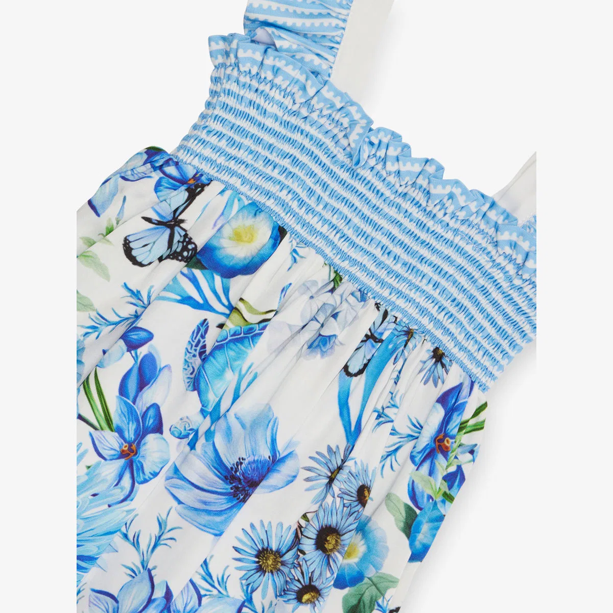 Платье Lapin House x Mary Katrantzou с ботаническим принтом, оборками и бретелями, размер 12 месяцев - 12 лет, синий — фото 2