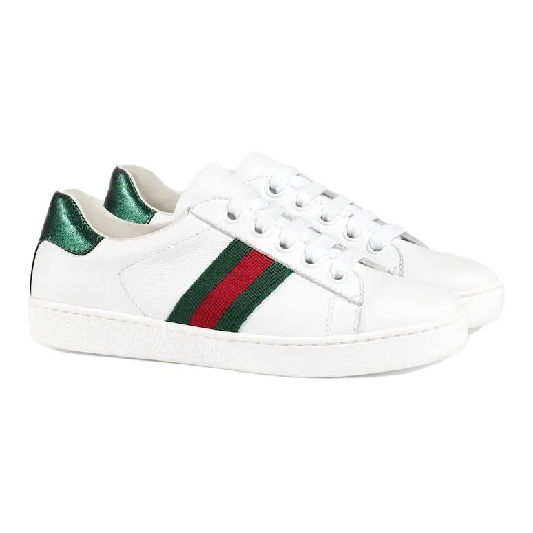 Детские кроссовки Gucci ACE для скейтбординга, круглый носок, кожа — фото 4