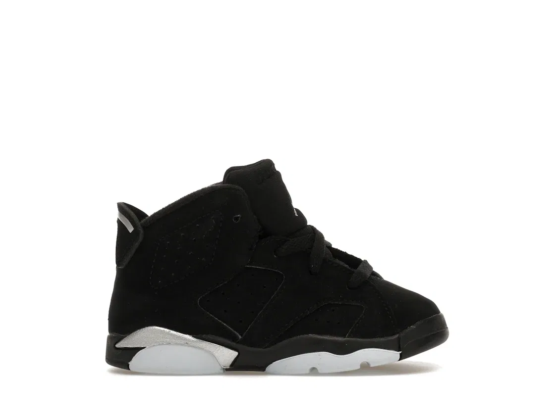 Детские кроссовки Lifestyle с верхом из нубука Jordan 6 Retro Chrome, Black/Black/Metallic Silver