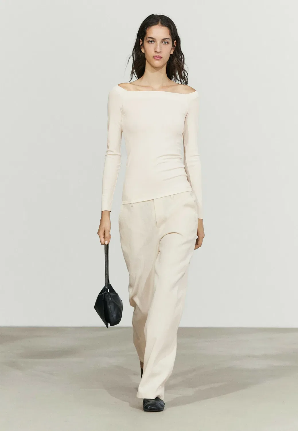 Топ с длинными рукавами Massimo Dutti, Sand — фото 2