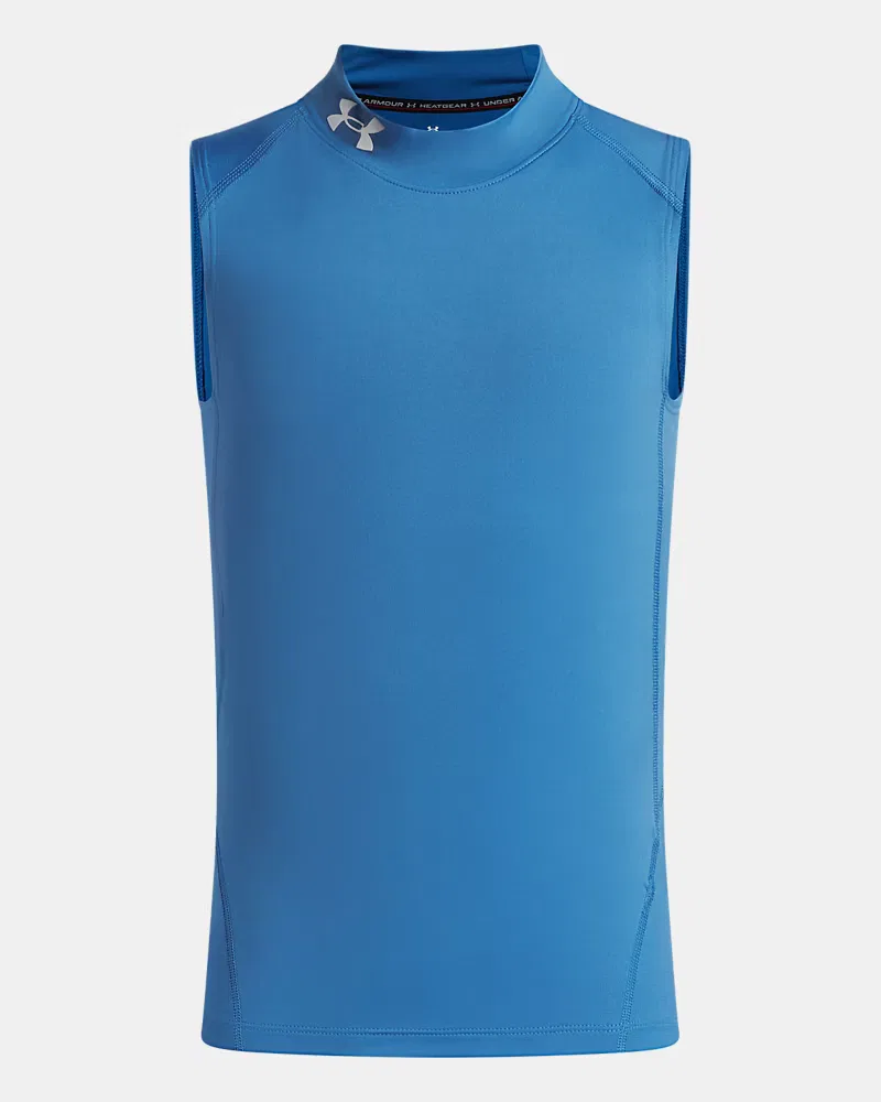 Майка-базовый слой для мальчиков с вентиляционными вставками HeatGear Mock UnderArmour, Aegean Blue/White