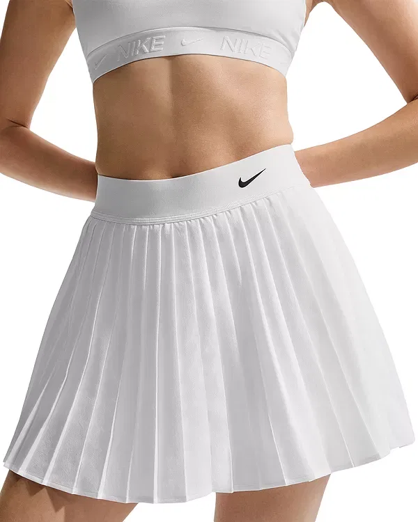 Женская теннисная юбка-шорты с защипом Nike, White/Black