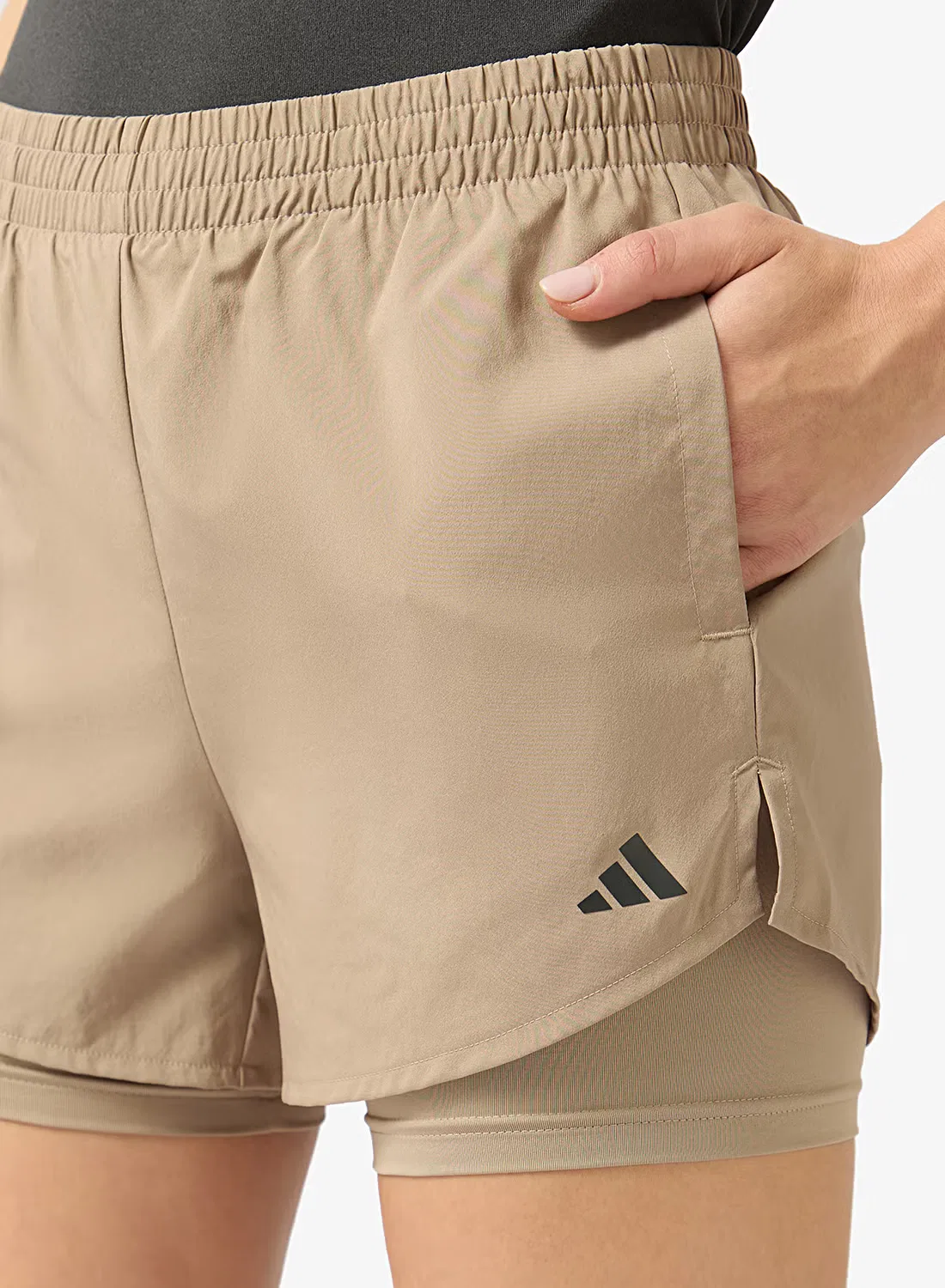 Шорты тренировочные с внутренними тайтсами Aeroready Made For Training Minimal Adidas, коричневый — фото 4
