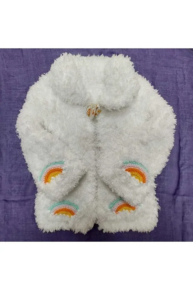 Детский кардиган с принтом Rainbow Baby Cardigan Begonvil Örgü Evi, White