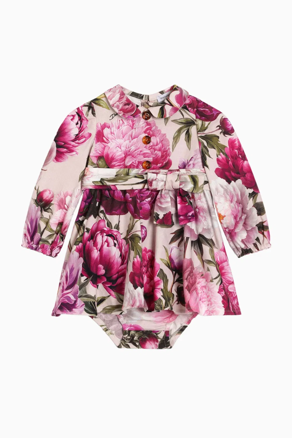 Комплект платьев с принтом пионов и шортиками из хлопкового фланеля Dolce & Gabbana