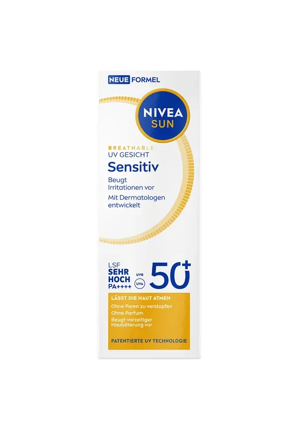 Крем для лица солнцезащитный Breathable UV Face Sensitive SPF 50+, Nivea, 40 мл, прозрачный — фото 4