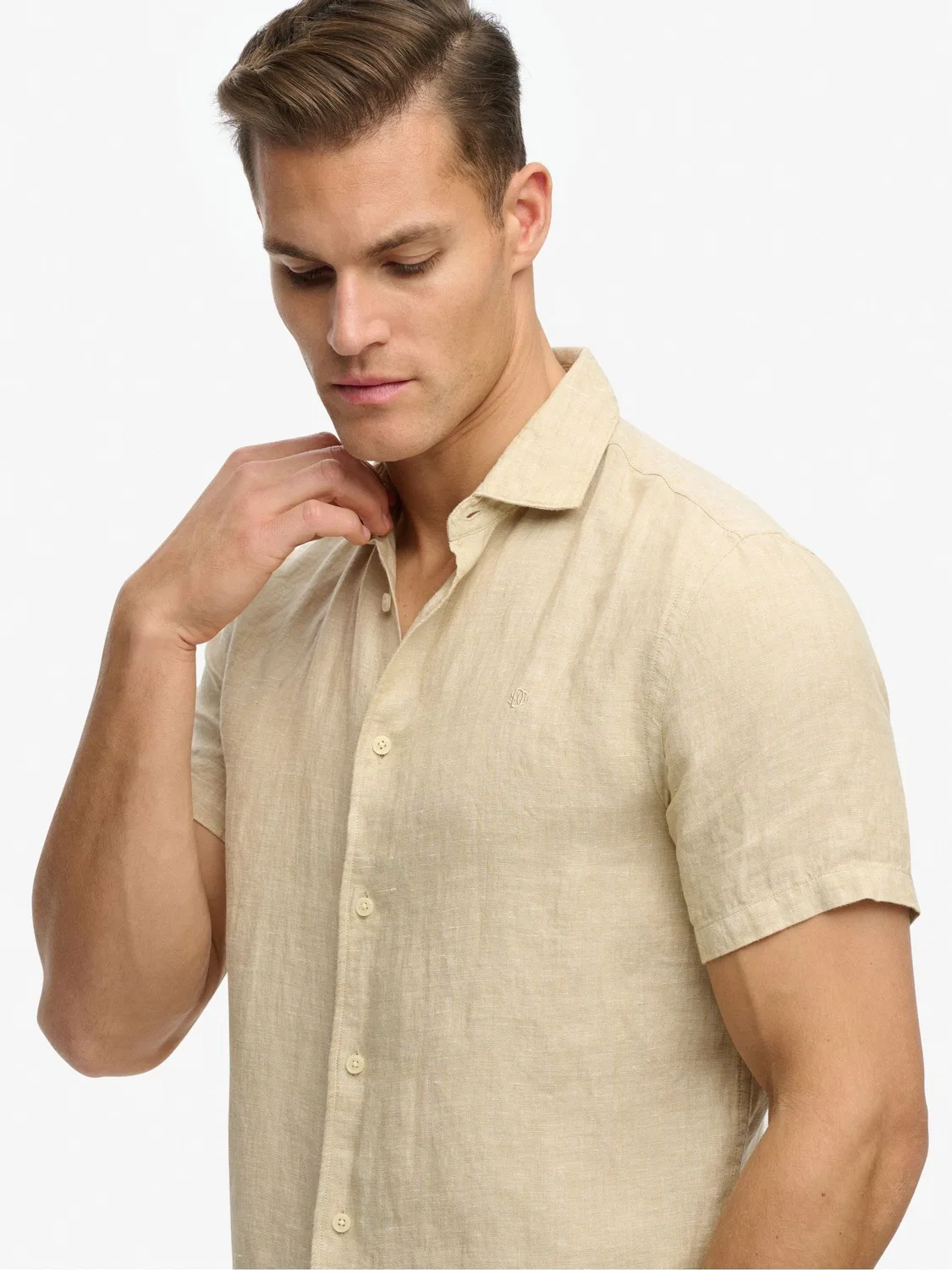 Льняная рубашка с короткими рукавами Superdry Natural Riviera