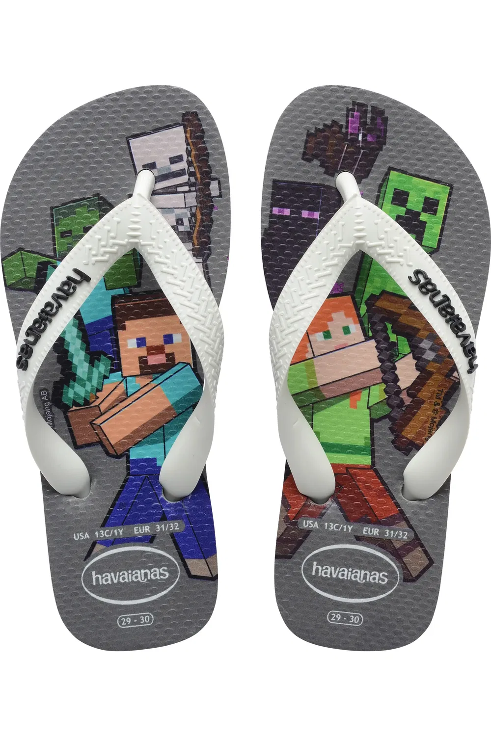 Сандалии детские Minecraft Havaianas, Steel Grey/White — фото 3