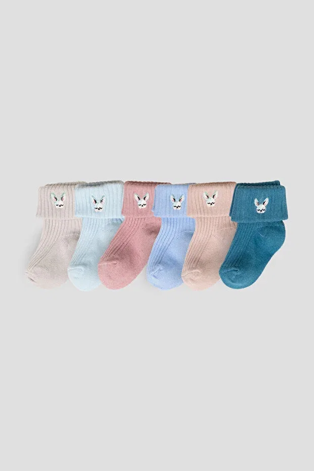 Детские носки для девочек хлопковые 6 пар 5+1 Double Boxed Girl Newborn And Baby Socks Defne Baby, Mixed — фото 2