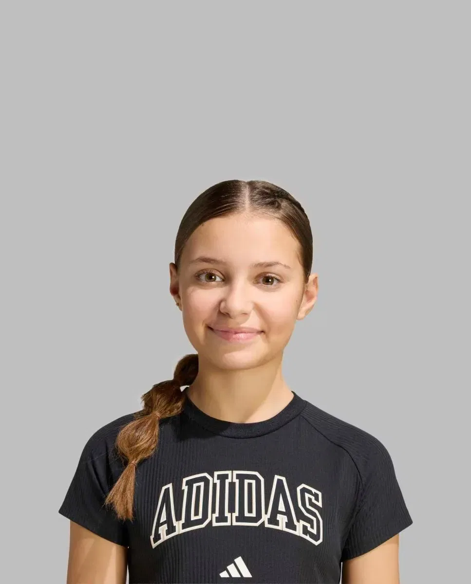 Детская футболка для девочек с принтом Seasonals Collegiate adidas, Negro — фото 4