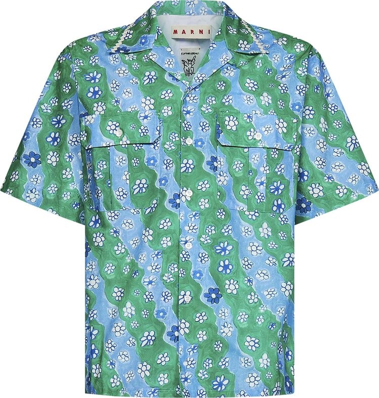 

Рубашка Marni Short-Sleeve Bowling Shirt 'Sea Foam', зеленый
