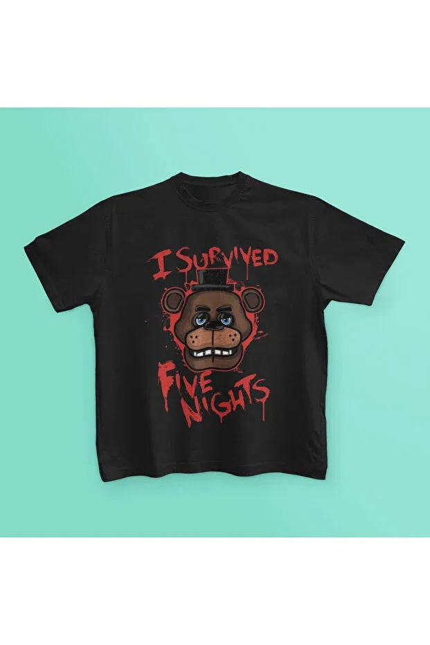 Детская футболка для девочек с принтом Fnaf Printed Circular Neck Cotton Short Sleeve Children's T-Shirt Magors, Black4