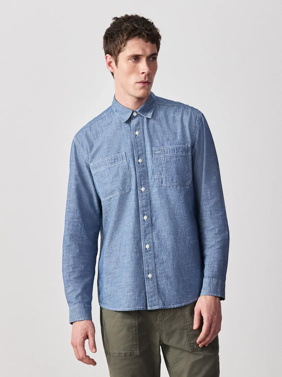 Рубашка джинсовая с карманами Next, Blue Chambray