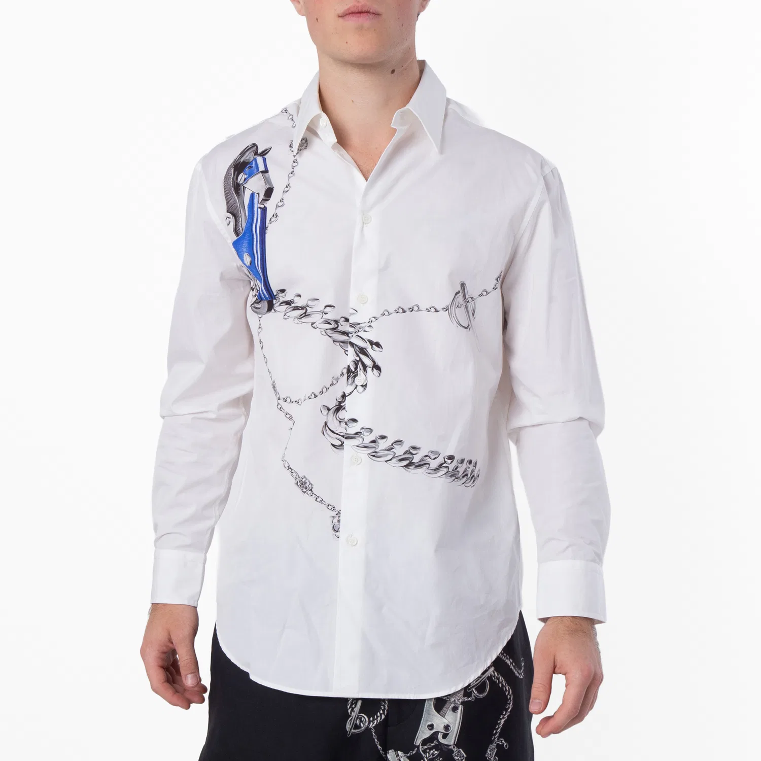 Рубашка с принтом Knight Hardware из хлопка Burberry, Blue/White