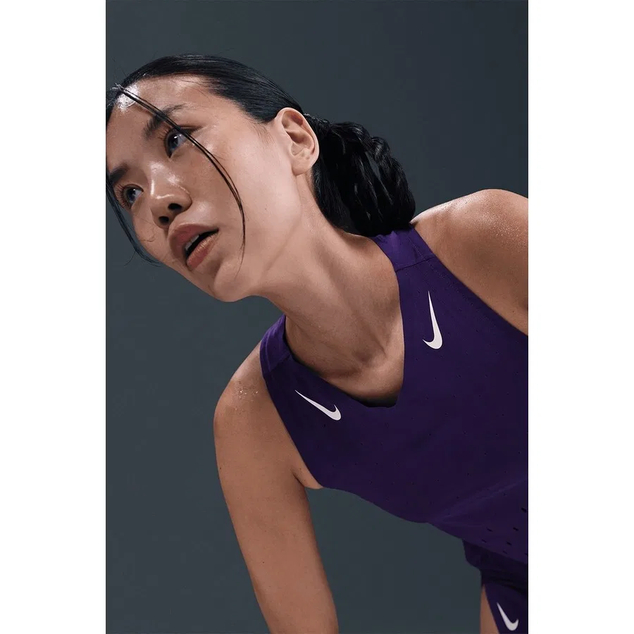 Топ-майка для бега Nike Dri Fit Aeroswift Running Adv Singlet Purple Lazer, Фиолетовый — фото 2