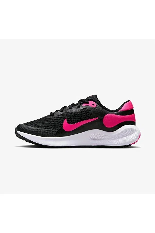 Детские кроссовки для девочек с полосками Revolution 7 Nike, Black-Pink-White — фото 2