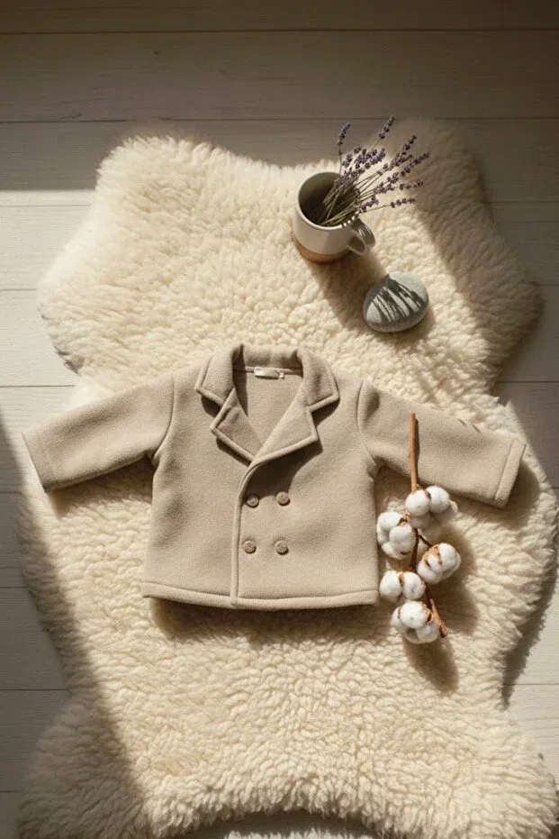 Детское пальто для девочек вязаное Unisex baby knitted jacket Babyilay, Beige — фото 2