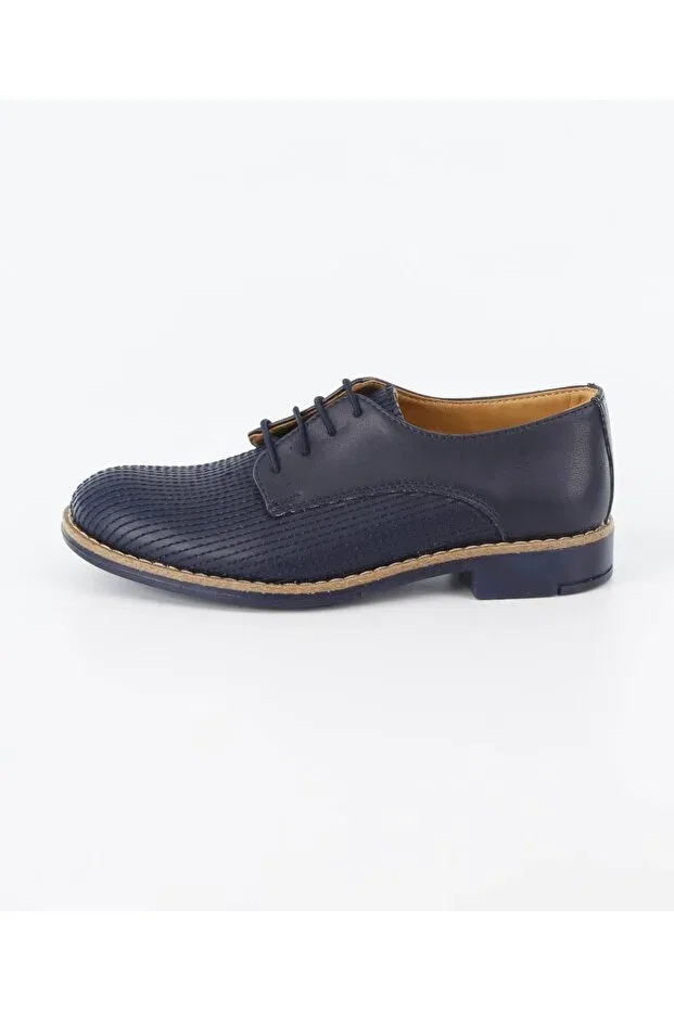 Детские туфли для мальчиков кожаные классические Sirri, Navy Blue — фото 2