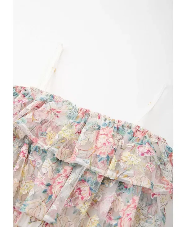 Детское платье для девочек с принтом Reign Frill Embroidered Mini Dress Marlo Kids, Floral — фото 3