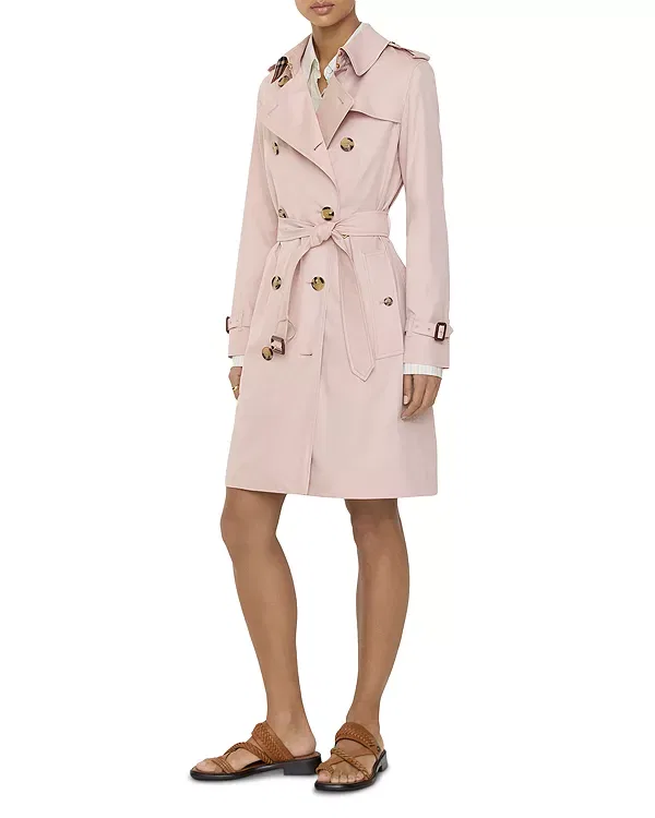 Женское пальто с поясом Kensington Trench Coat Burberry, Pale Sugar Pink — фото 4