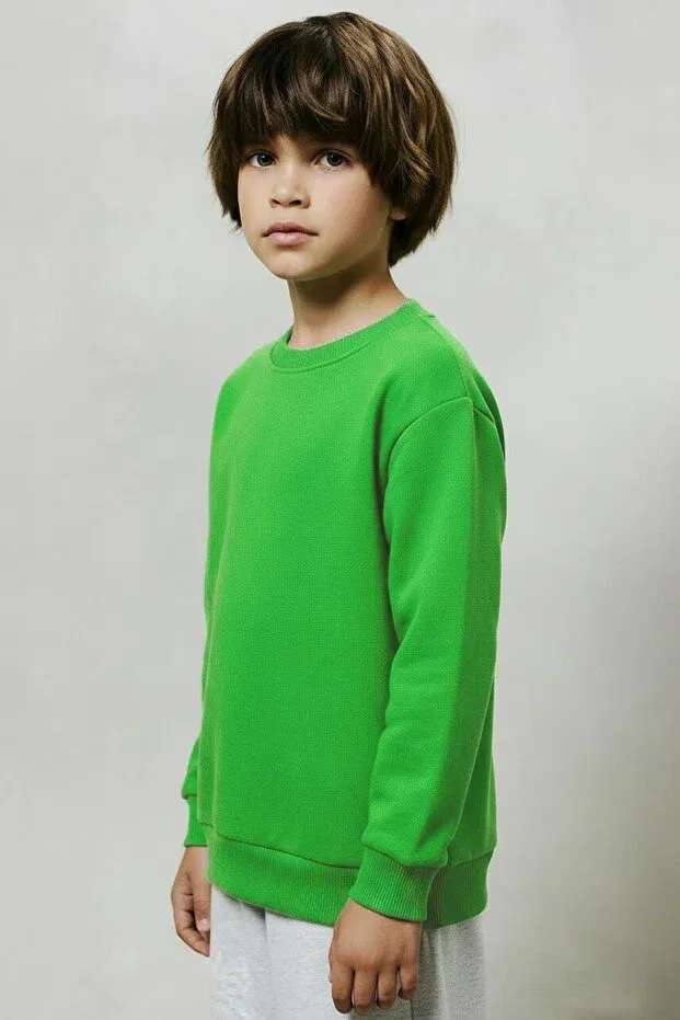 Детский комплект свитшотов с круглым вырезом Long Sleeve Perendi, Yellow-Pistachio Green — фото 4