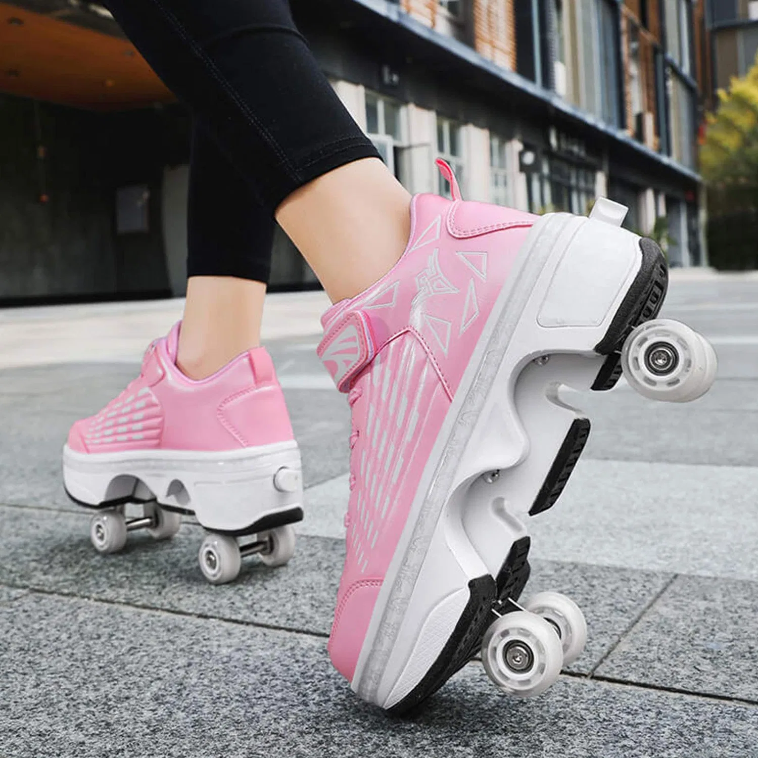 Детские кроссовки-ролики с выдвижными колесами RDJSHOP, Pink — фото 4