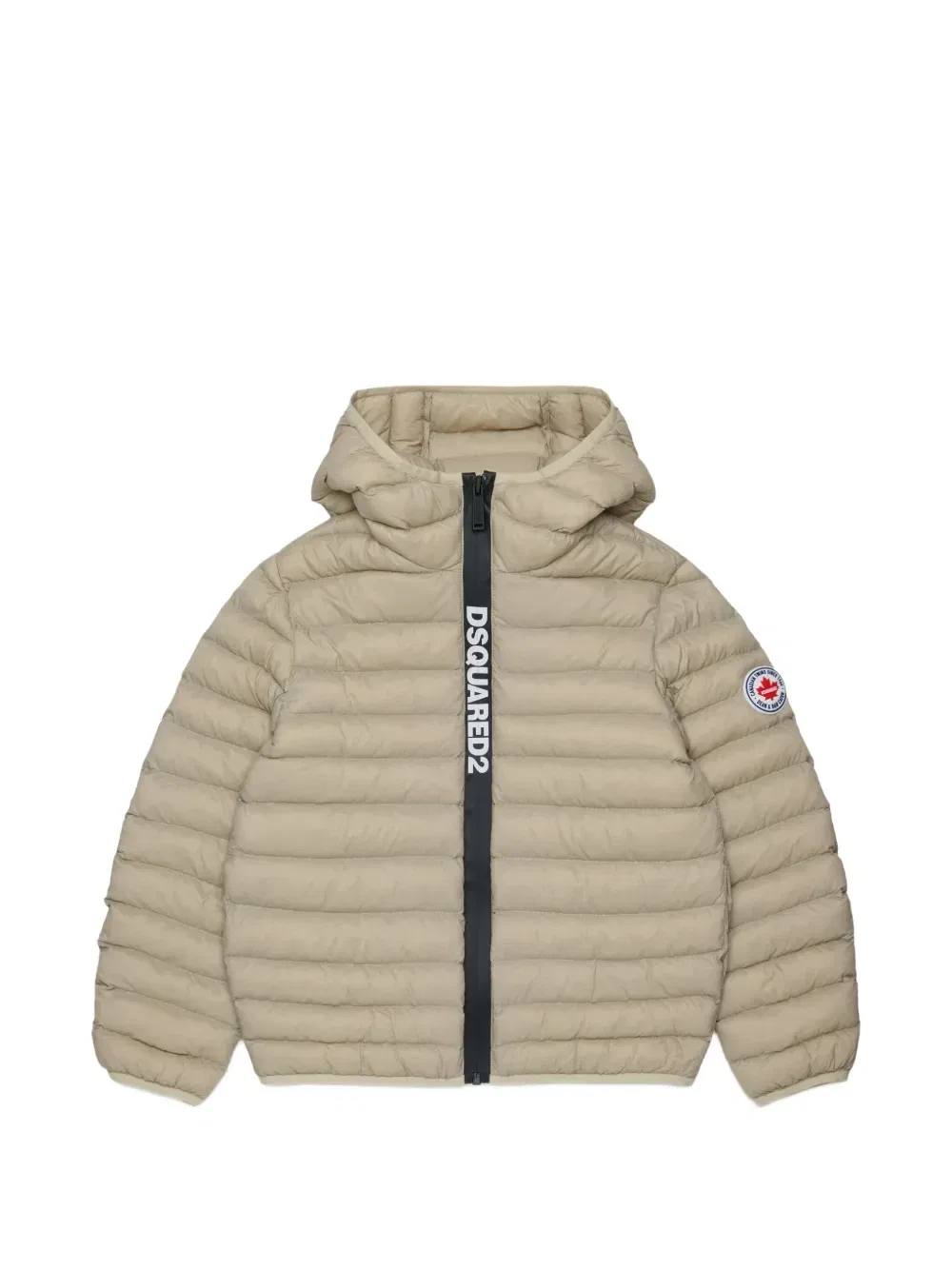 Пуховик с нашивкой-логотипом Dsquared2 Kids, бежевый