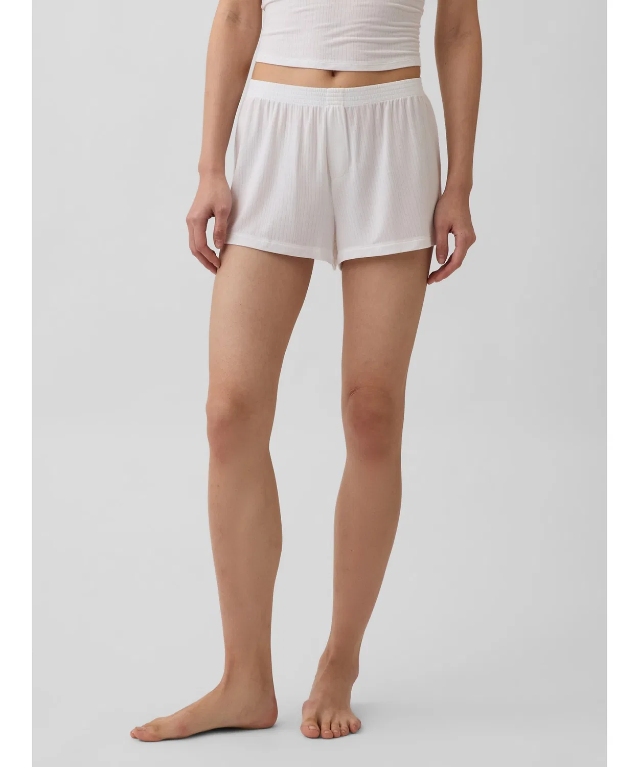 GAP Женские пижамные шорты из модала с мелкой резинкой SoftMade, Light Grey — фото 2