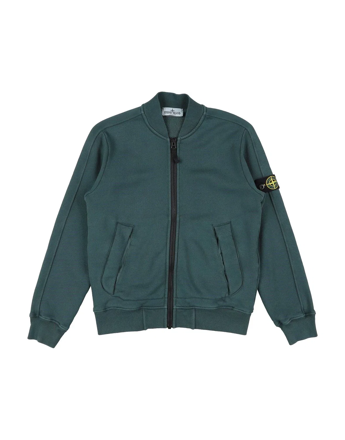 Детское худи с длинным рукавом из футера Stone Island Junior, темно-зеленый