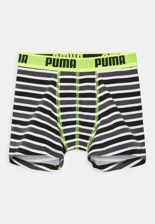 Боксеры хлопковые Boys basic boxer printed stripe 2 pack Puma Fluo Yellow/Grey, желтый/серый — фото 3