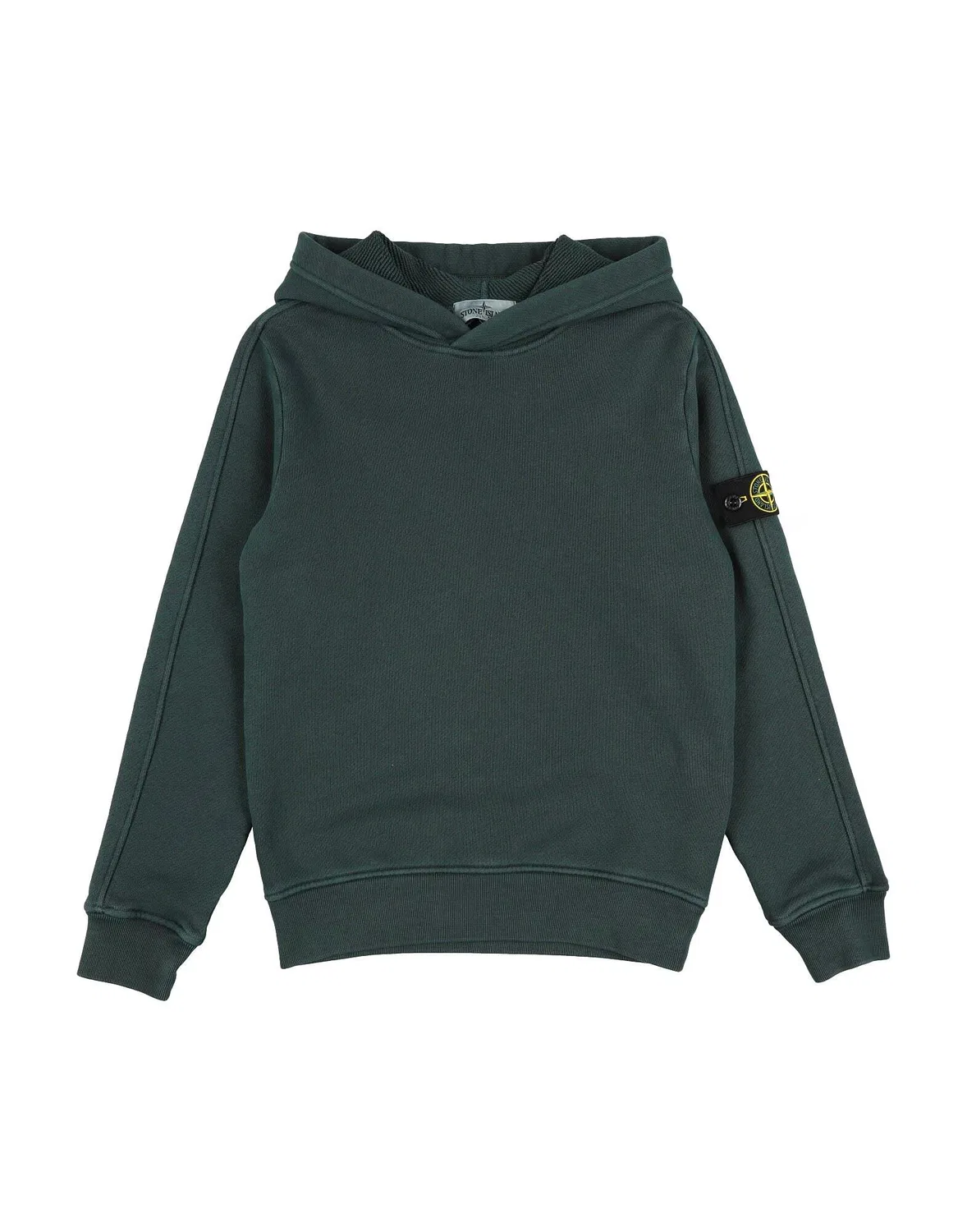 Детский флисовый свитшот для мальчиков с капюшоном Stone Island Junior, темно-зеленый