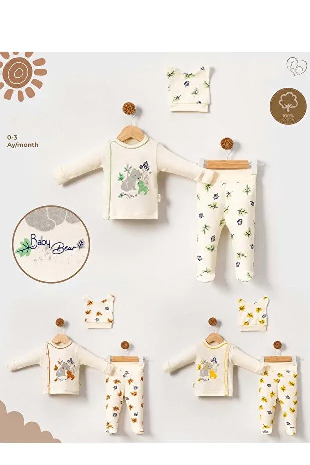 Детский комплект для новорожденных с принтом Bear Figure Myzi Store, Yellow