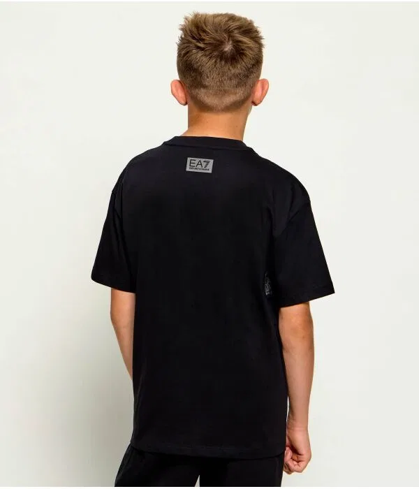 Детская футболка с круглым вырезом Modern Fit EA7, черный — фото 3