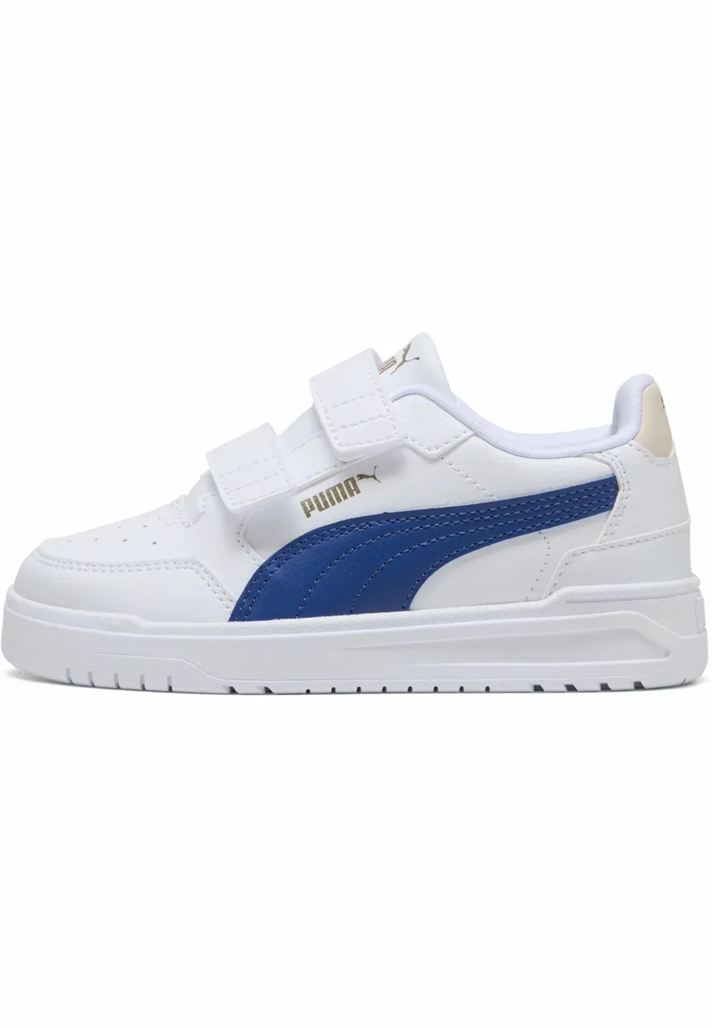 Shuffle downtown lo v ps unisex - детская обувь Puma, White-Clyde Royal- Gold