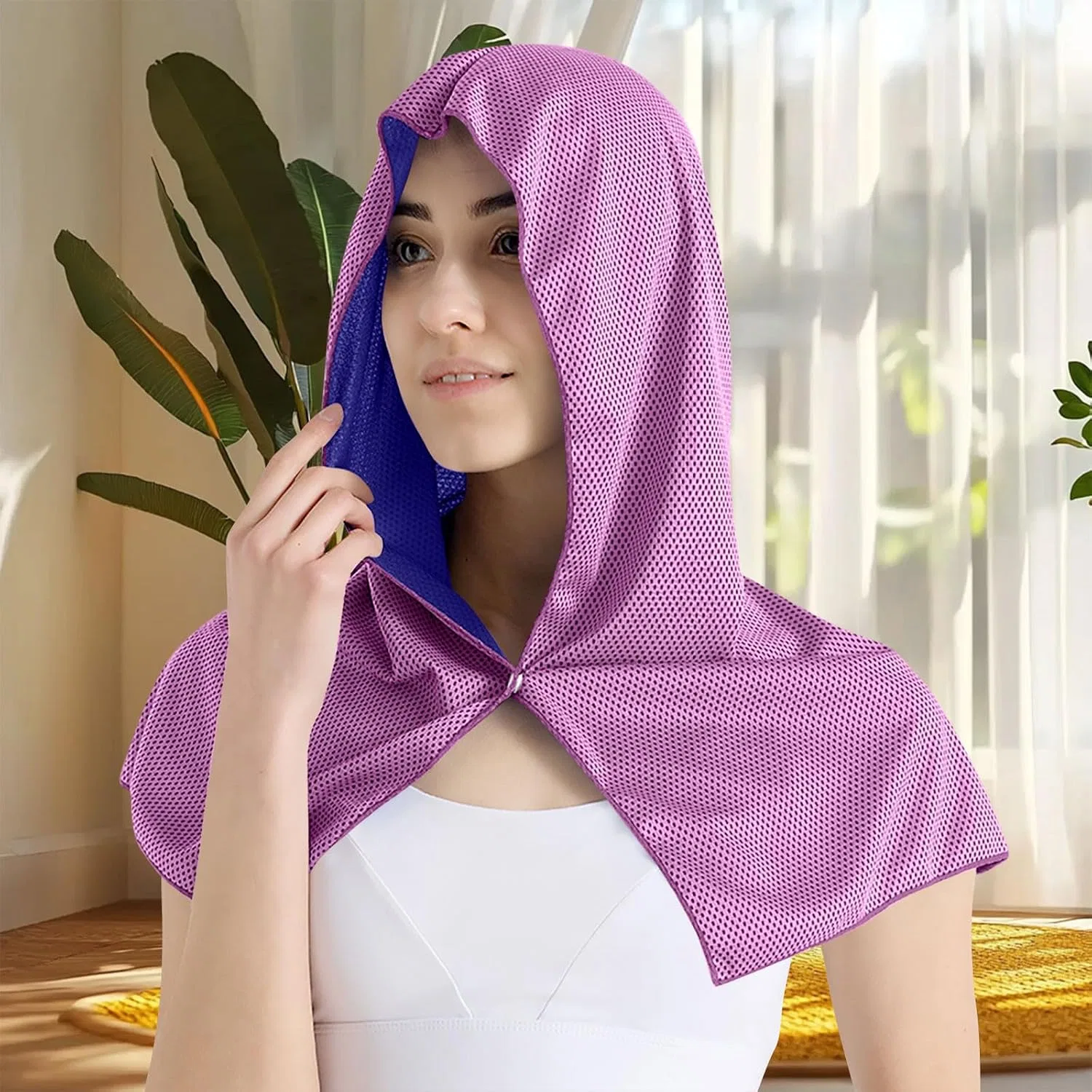 Унисекс быстросохнущая худи-накидка с капюшоном Purple01 — фото 2