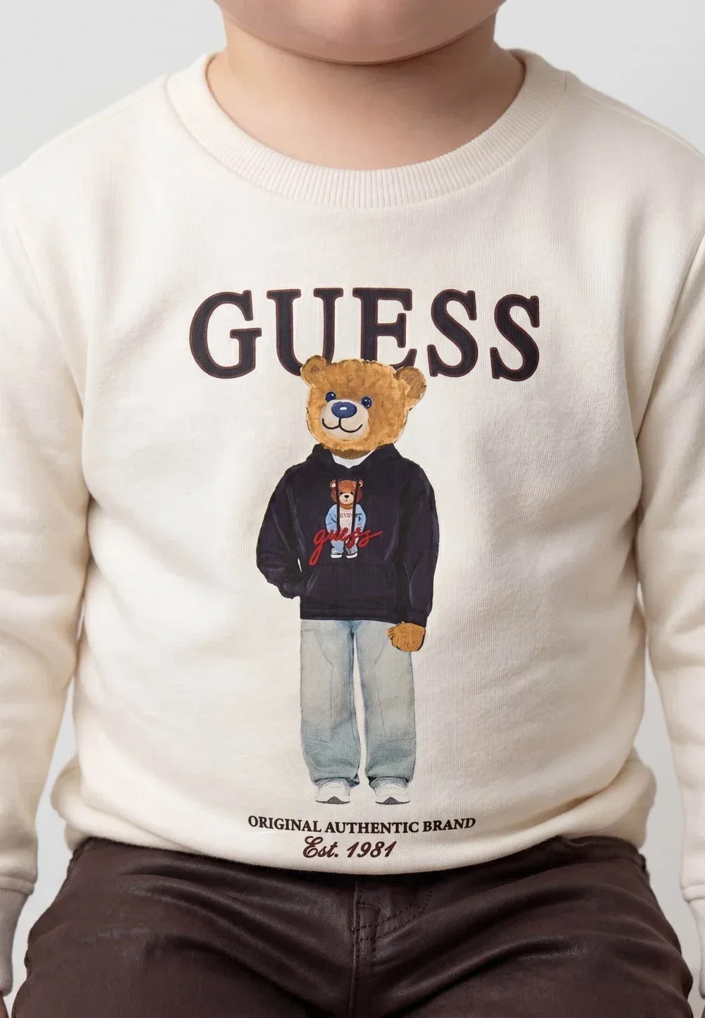 Свободная спортивная футболка унисекс - толстовка Guess, Creme — фото 3