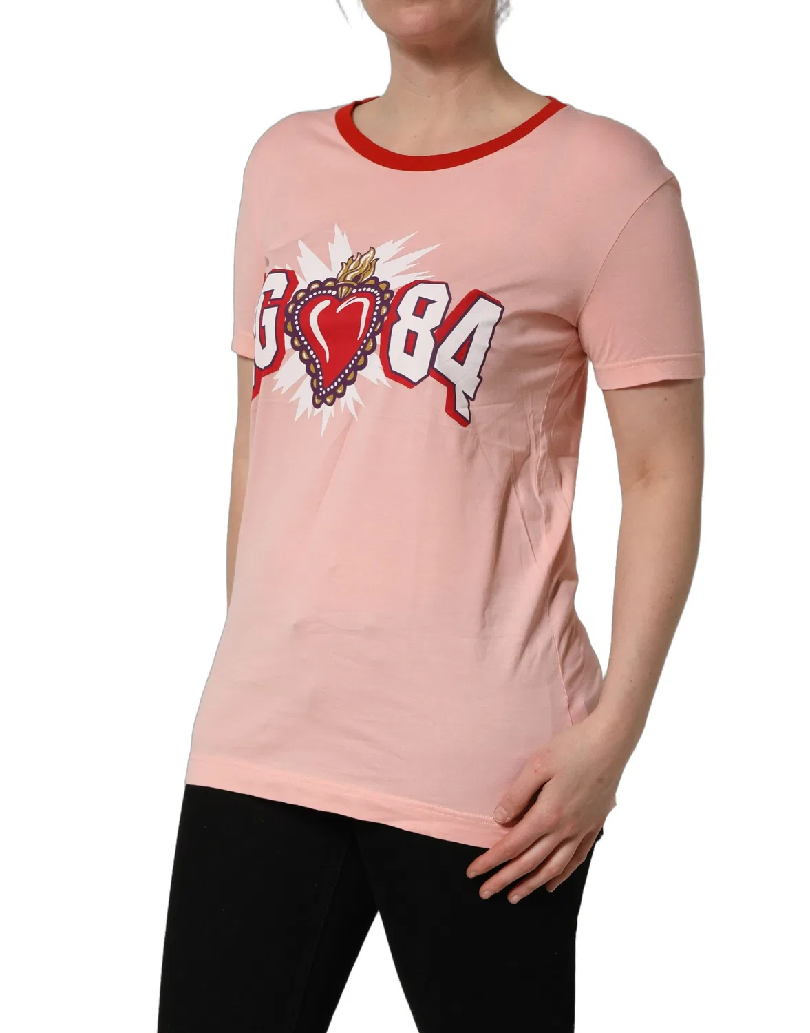 Женская футболка с принтом сердца Dolce & Gabbana, Pink — фото 4
