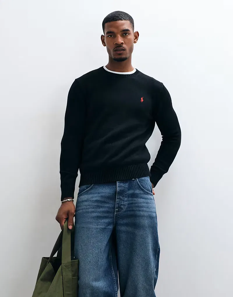 Джемпер из плотного хлопка с логотипом Polo Ralph Lauren, черный