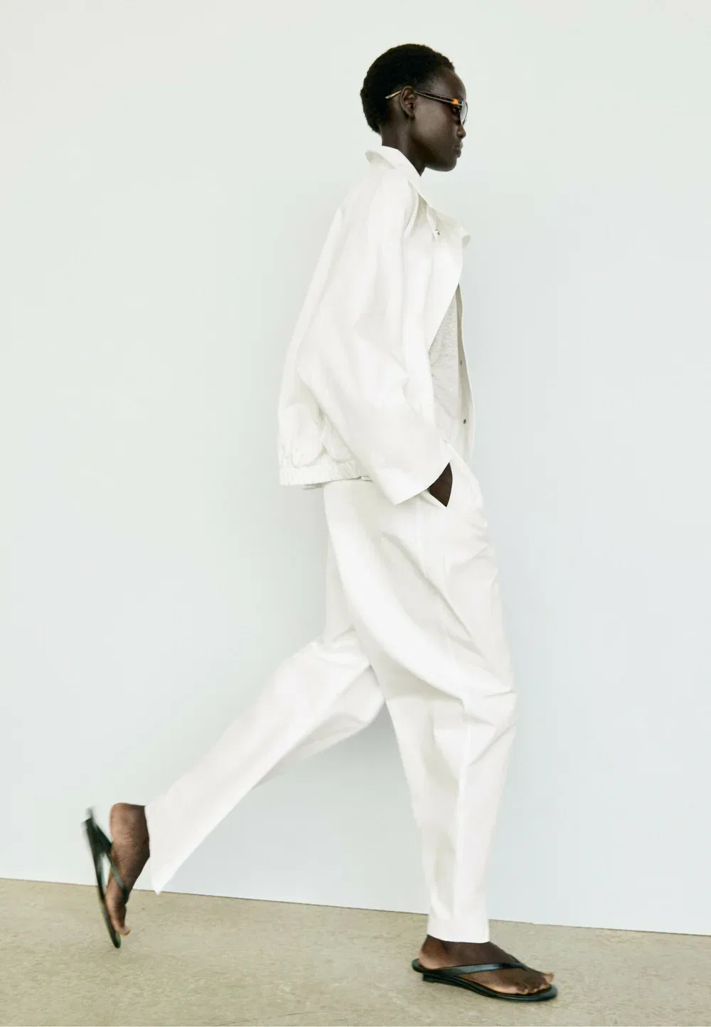 Свободные брюки-костюм бочкообразного кроя Massimo Dutti, White — фото 4