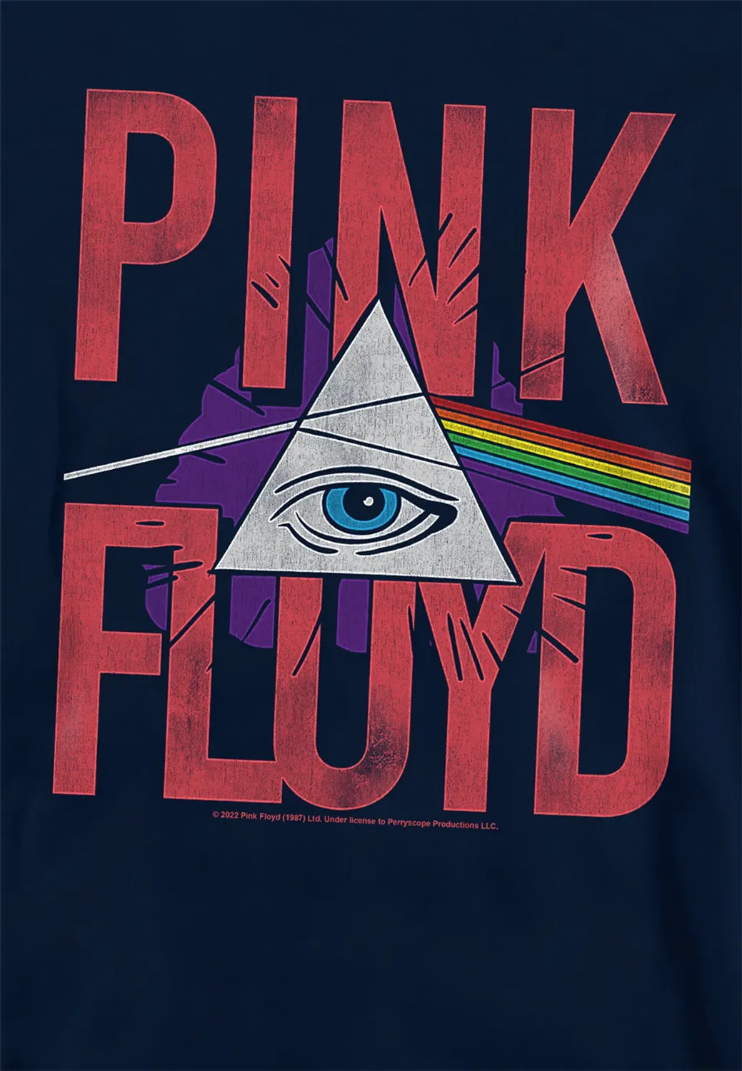 Детский худи с принтом Allseeing Prism Pink Floyd, Navy — фото 2
