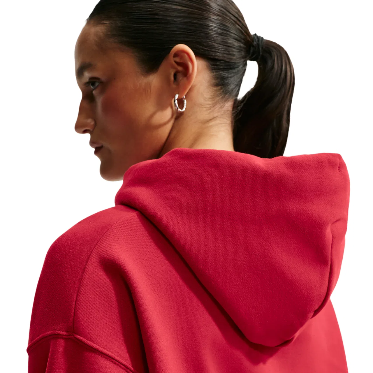 Женский укороченный худи с молнией Studio Fleece Nike, Tough Red/Sail — фото 2