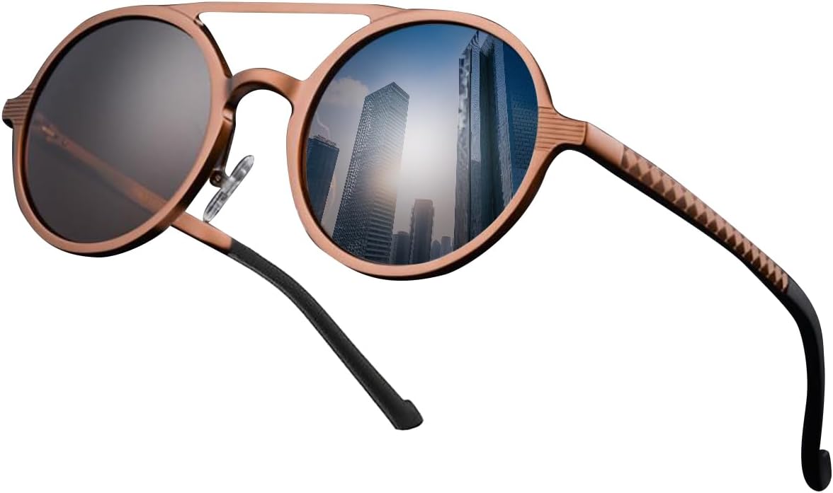 

Ретро круглые алюминиево-магниевые поляризованные очки для чтения с антибликовым покрытием, очки для вождения, солнцезащитные очки для активного отдыха, для людей с пресбиопией SightPerk, Brown