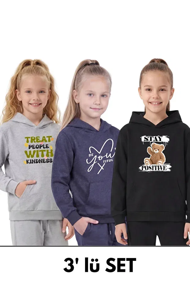 Детский комплект свитшотов с принтом Panios Kids, Gray-Smoked-Black