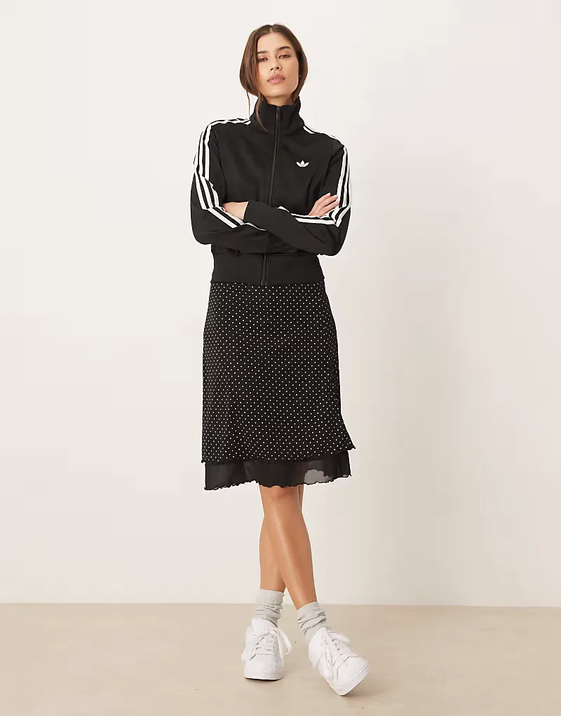 Классическая спортивная куртка Adidas Originals Firebird в черно-белом цвете — фото 2